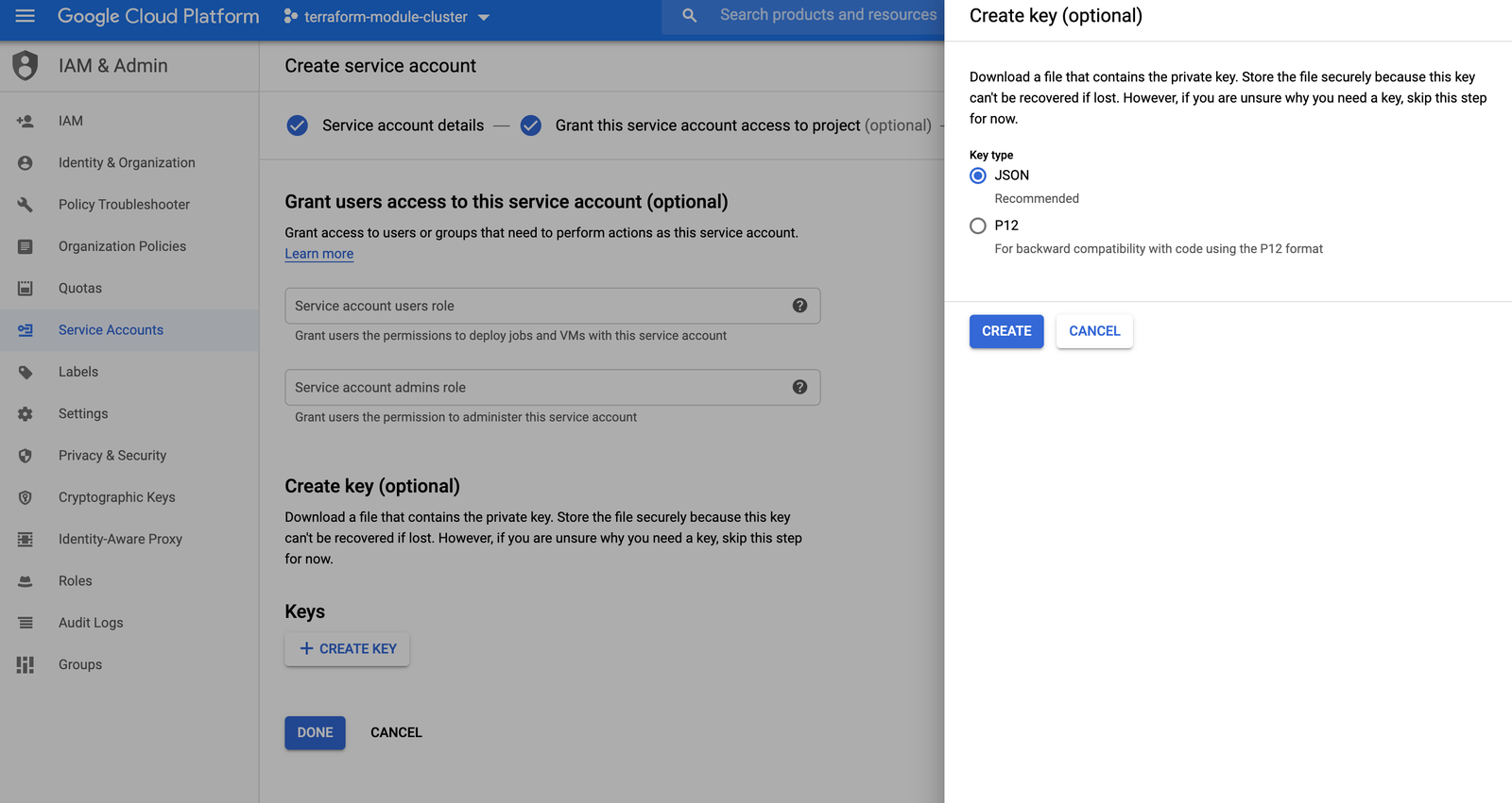 Account json. Create service. Identity aware proxy Google cloud.